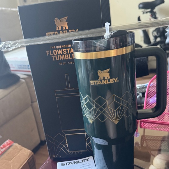 Stanley Dark Green Tumbler with Gold Accents - Picture 1 of 3